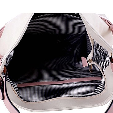 Front Zipper Compartment Color-Block Woven Detail 2-Way Hobo MH-BY4230