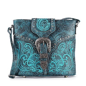 Western Design Decorative Buckle Crossbody Sling