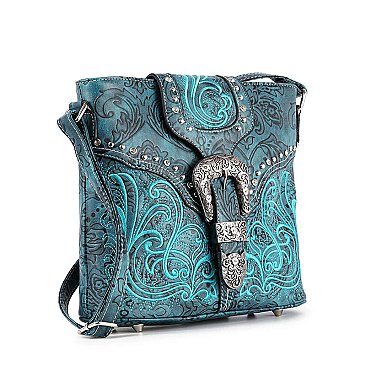 Western Design Decorative Buckle Crossbody Sling