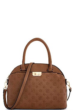 Embossed Monogram DOME SATCHEL WALLET SET