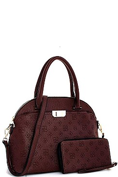 Embossed Monogram DOME SATCHEL WALLET SET