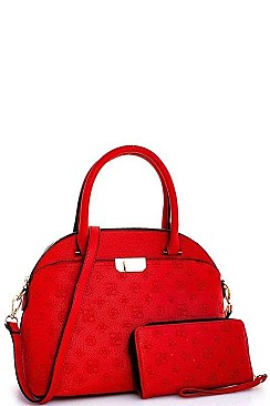 Embossed Monogram DOME SATCHEL WALLET SET