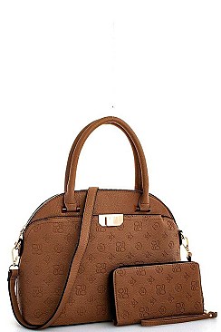 Embossed Monogram DOME SATCHEL WALLET SET