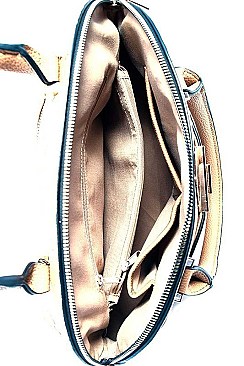 Embossed Monogram DOME SATCHEL WALLET SET
