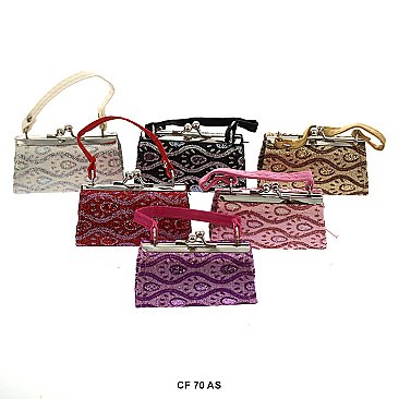 Pack of 12 Regular Coin Purses with Glittery Curve Design