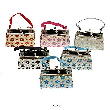 Pack of 12 Regular Coin Purses with Floral Design