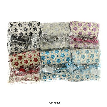 Pack of 12 Regular Coin Purses with Floral Design
