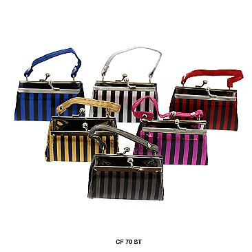 Pack of 12 Regular Coin Purses in Stripe Design
