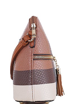 COLOR BLOCK PLAID CHECK CROSSBODY BAG