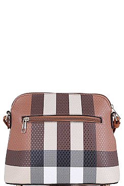 COLOR BLOCK PLAID CHECK CROSSBODY BAG