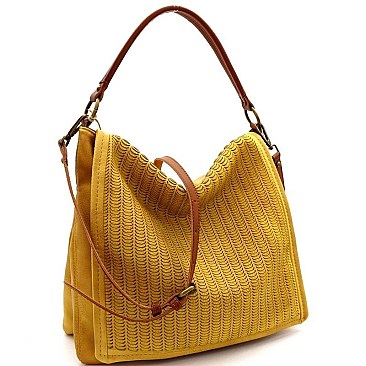 2Tone Perforated Rustic 2-Way Flap Satchel