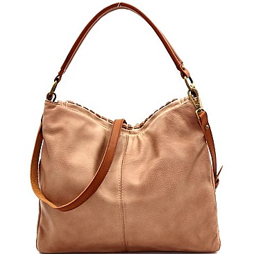 2Tone Perforated Rustic 2-Way Flap Satchel