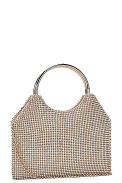 DESIGNER MULTI RHINESTONE SEQUENCES PARTY CLUTCH WITH CHAIN