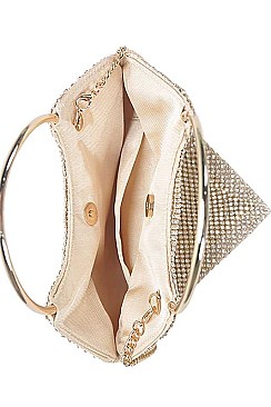 DESIGNER MULTI RHINESTONE SEQUENCES PARTY CLUTCH WITH CHAIN