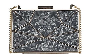 FASHION GEOMETRIC MARBLE LIKE DESIGN CROSSBODY CLUTCH