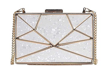FASHION GEOMETRIC MARBLE LIKE DESIGN CROSSBODY CLUTCH