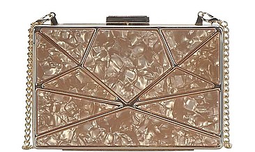 FASHION GEOMETRIC MARBLE LIKE DESIGN CROSSBODY CLUTCH
