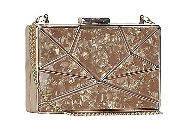 FASHION GEOMETRIC MARBLE LIKE DESIGN CROSSBODY CLUTCH