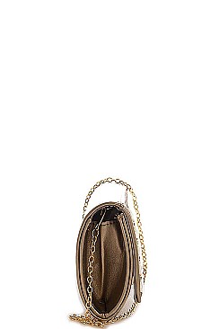 FASHION MULTI RHINESTONE FRONT PARTY CLUTCH WITH CHAIN