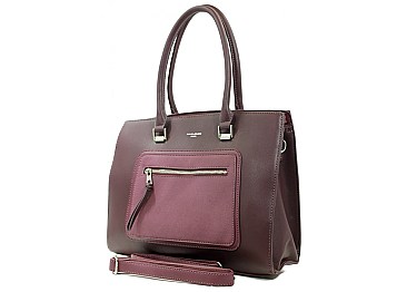 David Jones Front Zippered Satchel