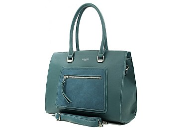 David Jones Front Zippered Satchel