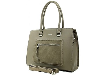 David Jones Front Zippered Satchel