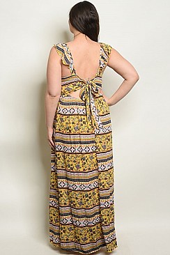 Plus Size Sleeveless Deep V-neck Printed Maxi Dress - Pack of 6 Pieces