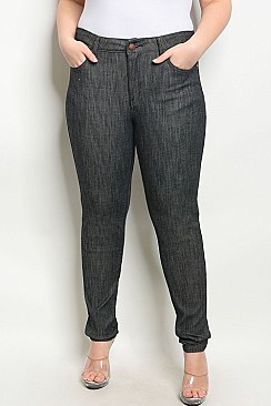 Plus Size Elastic Waistband Skinny Stretch Pants - Pack of 6 Pieces