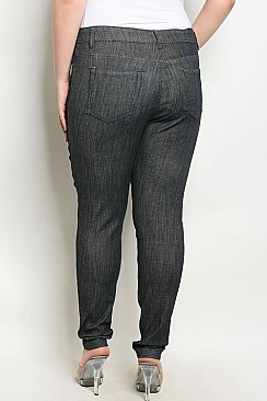 Plus Size Elastic Waistband Skinny Stretch Pants - Pack of 6 Pieces