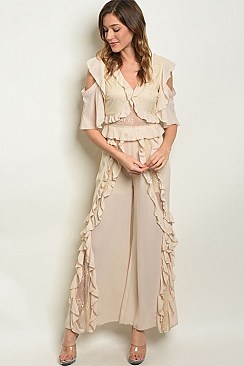 Cold Shoulder Ruffled Jumpsuit - Pack of 6 Pieces