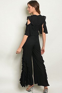 Cold Shoulder Ruffled Jumpsuit - Pack of 6 Pieces