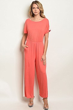 Short Sleeve Round Neck Jersey Jumpsuit - Pack of 6 Pieces