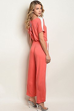 Short Sleeve Round Neck Jersey Jumpsuit - Pack of 6 Pieces