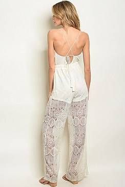 Sleeveless V-neck All Over Lace Jumpsuit - Pack of 6 Pieces