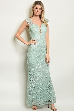 Sleeveless Full Lace Maxi Dress - Pack of 6 Pieces