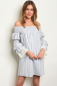 Long Lace Bell Sleeve Off The Shoulder Tunic Dress - Pack of 6 Pieces