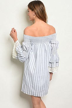 Long Lace Bell Sleeve Off The Shoulder Tunic Dress - Pack of 6 Pieces