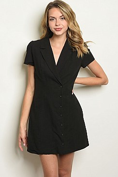 Short Sleeve V-neck Button Detail Dress - Pack of 6 Pieces