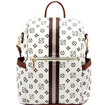 Stripe Accent Monogram Fashion Backpack