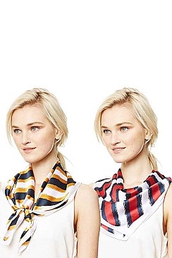 3TONE STRIPES SQUARE SCARF