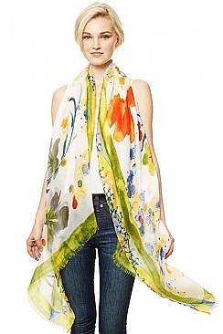 CHIC FLOWER PRINT VISCOSE SCARF