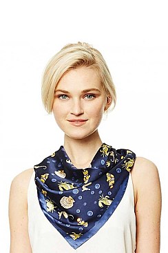 SEA HORSE PRINT SQUARE SCARF BANDANA