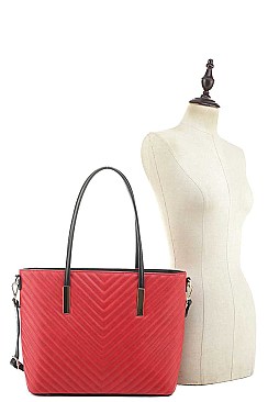 STYLISH V STITCH DESIGN TOTE BAG