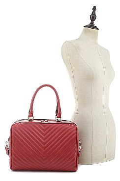 2 IN 1 STYLISH V QUILT STITCH DESIGN DUFFEL BAG WALLET SET
