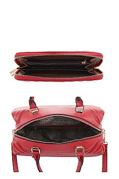 2 IN 1 STYLISH V QUILT STITCH DESIGN DUFFEL BAG WALLET SET