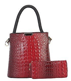 2 in 1 Alligator Skin Satchel & Wallet Set