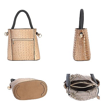 2 in 1 Alligator Skin Satchel & Wallet Set