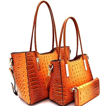 Crocodile Embossed 3 in 1 Twin Tote Wallet SET MH-CY6371W