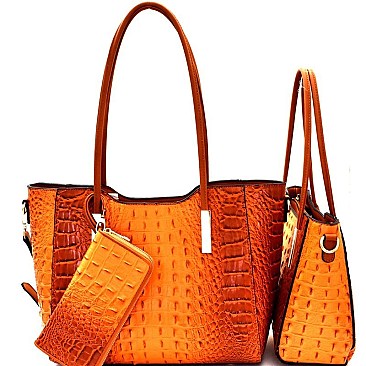 Crocodile Embossed 3 in 1 Twin Tote Wallet SET MH-CY6371W