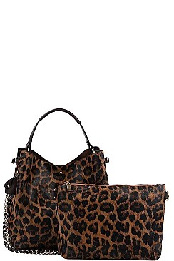 2 IN 1 ANIMAL PATTERN DOUBLE STRAP SATCHEL BAG